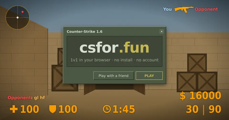 Cover for Play a 5 minutes match of CS 1.6 1v1 while you wait for your agent