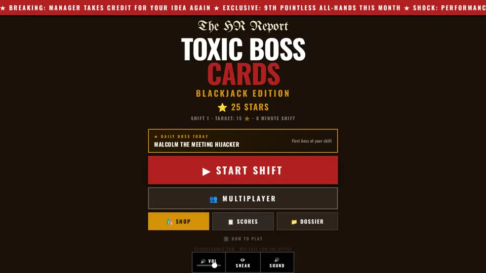 Screenshot of Toxic Boss Cards