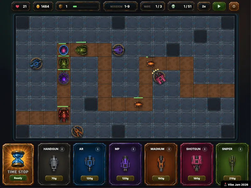 Screenshot of aliens tower defense