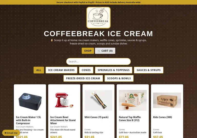 Screenshot of Coffeebreak Icecream