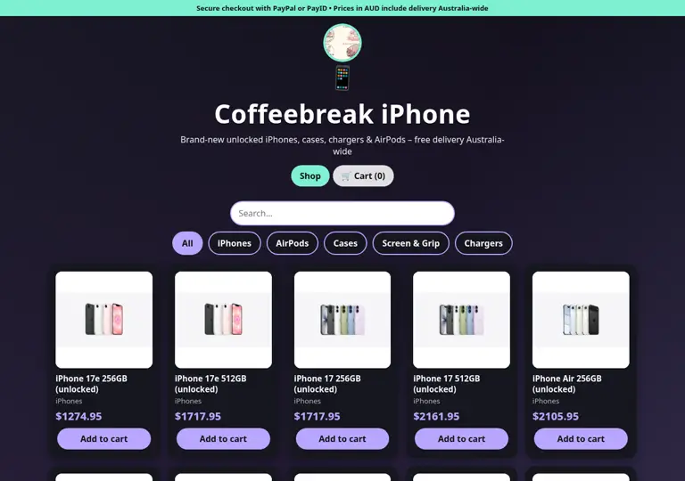 Screenshot of Coffeebreak Iphone