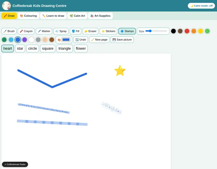 Screenshot of Coffeebreak Kidsdraw
