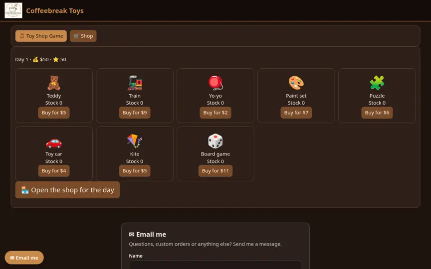 Screenshot of Coffeebreak Kidstoys