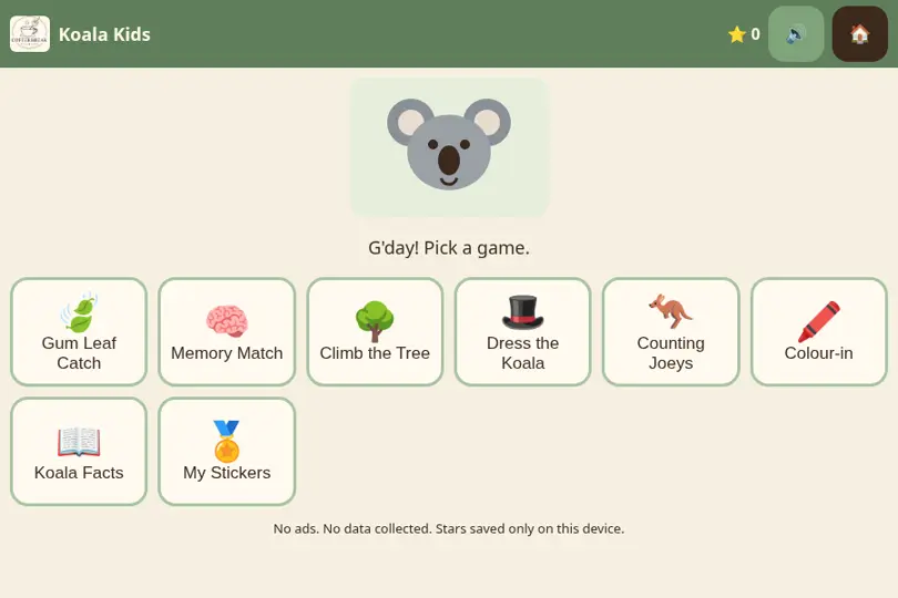 Screenshot of Coffeebreak Koalakids