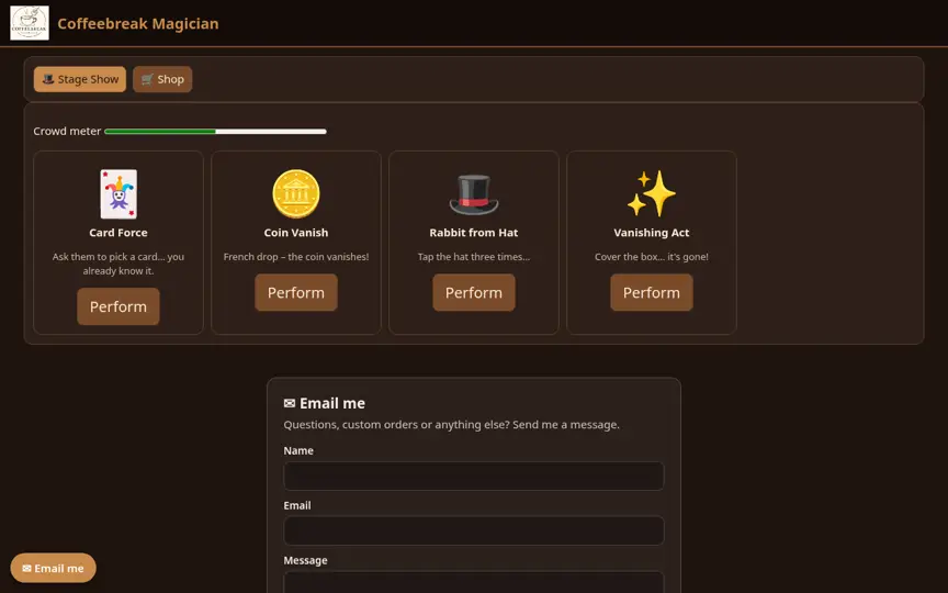 Screenshot of Coffeebreak Magician