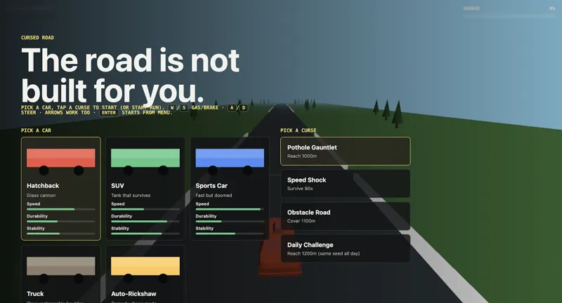 Screenshot of Cursed Road