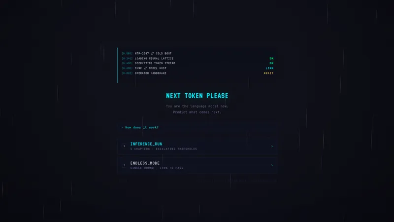 Screenshot of Next Token Please