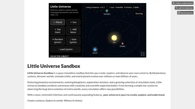 Screenshot of Little Universe Sandbox
