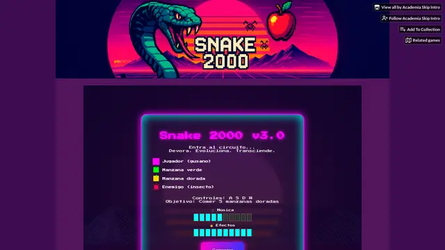 Screenshot of Snake 2000 | Vibe Coding arcade game