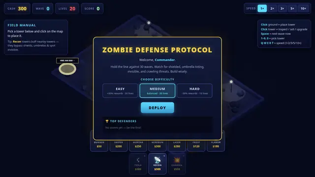 Screenshot of ZOMBIE DEFENSE PROTOCOL